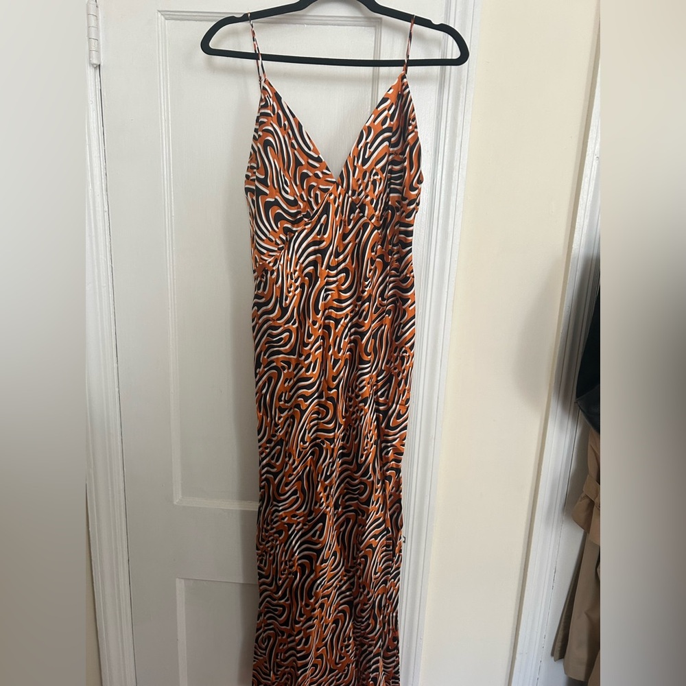 Orange and Black Zebra Print Maxi Dress